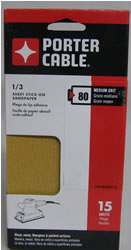 Porter Cable 1/3 Sheet PSA Sanding Sheets - 80 Grit sub for 53005 763800815
